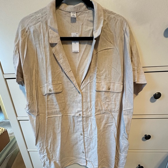 Old Navy utility button-down linen NWT top size XXL tall - Picture 6 of 6